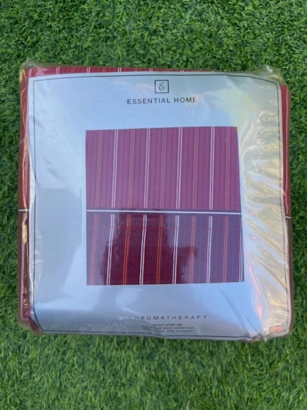 Vintage Kmart Essential Home Maxfield Red Queen Sheet Set New In Package Striped
